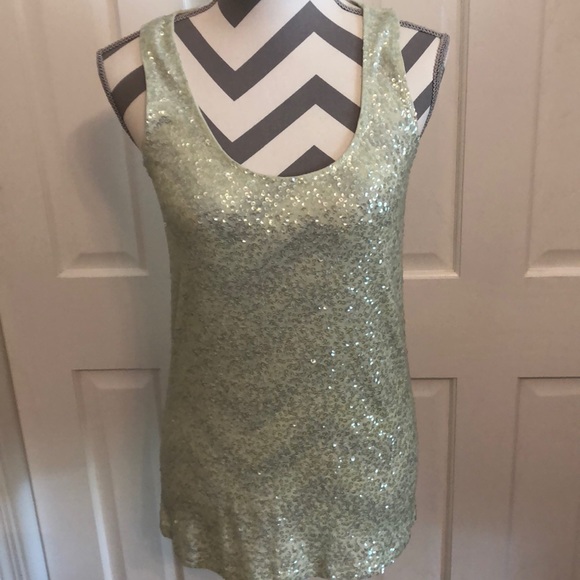 J. Crew Light Green Sequin Tank - Picture 2 of 5